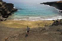 Chegando à Green sand Beach, ou praia das areias verdes, no sul da Big Island, no Havaí